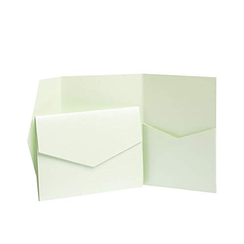 Verde menta perlato Pocketfold inviti 130 mmx185