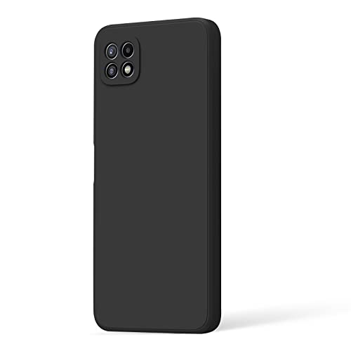 WOOZ Liquid Silicone Case For Samsung Galaxy A22 5G Phone Shockproof Bumper Case with Microfiber Lining (Black)