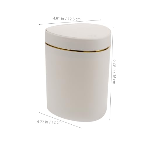 Mini papelera de mesa blanca con tapa de presión miniatura 2