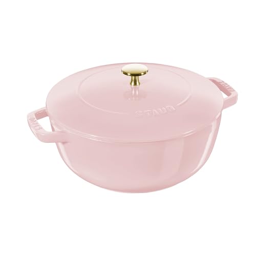 Staub Cast Iron Essential French Oven, Dutch Oven, 5-quart, serves 5-6, Made in France - Peony Pink Staub Cast Iron Essential French Oven, Dutch Oven, 5-quart, serves 5-6, Made in France - Peony Pink