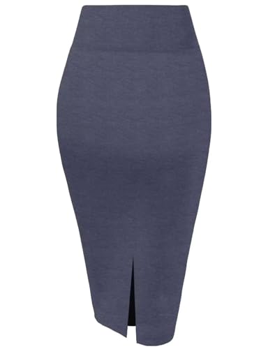 Image of Hybrid & Company Women's Premium Nylon Ponte Stretch High Waist Pencil Suit Skirt Below Knee
