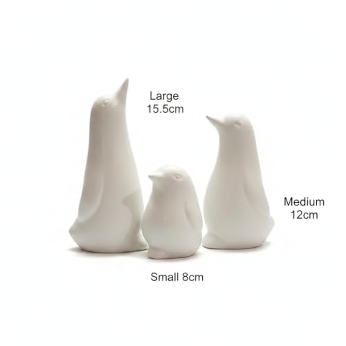 Image of Ceramic Penguin Family Figurine - Set of 3 | White Penguin Figurines for Home Decor | Modern Nordic Tabletop Accent for Living Room, Bedroom, Office Desk & Shelves | Gift for Housewarming