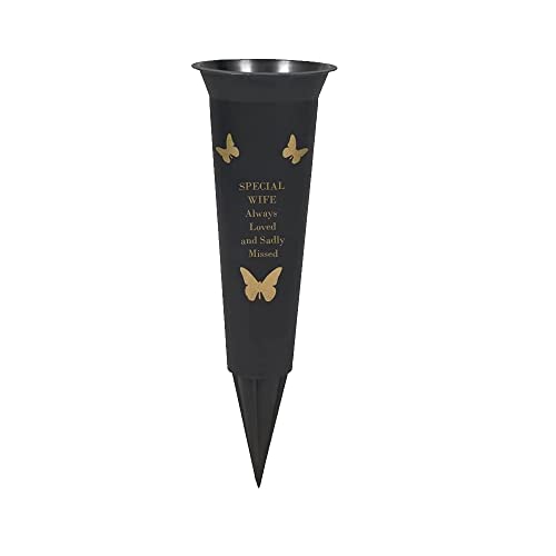 PHG Limited Edition Graveside Flower Vase with Personalised Verse, Black