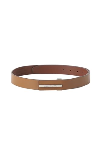 Image of Louis Philippe Men's 100% Italian Leather Shiny Nickel Buckle Formal Profile Belt