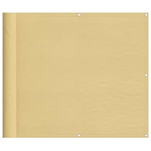 HETFTJN Malla de ocultación para balcón, 90 x 300 cm, color arena, revestimiento de balcón mate de poliéster Oxford resistente con ojales de aluminio para una fácil fijación