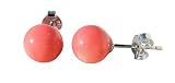 8mm Gemstone Stud Earrings with 925 Solid Sterling Silver Posts, Sterling Silver Gemstone Earrings, Multiple Colors Available (8mm, Pink Coral)
