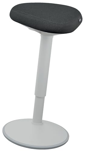 Image of Leitz Ergo Ergonomic Stool with Double Padding, Height Adjustable 57 to 82 cm for Standing Work, Cover Made with 100% Post-Consumer Recycled Material, Light Grey, 65450085
