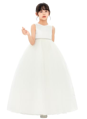 ekidsbridal V-Back Flower Girl Dress Rhinestones for Church Communion Baptism Gowns PR1234