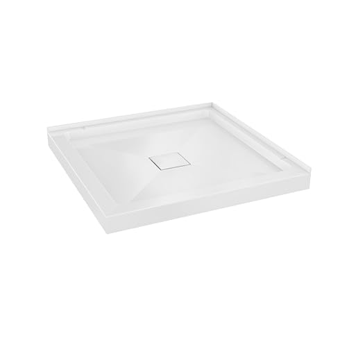 Carlton Marquette 36" x 36" Double-Threshold Shower Pan Base with Center Drain in Glossy White