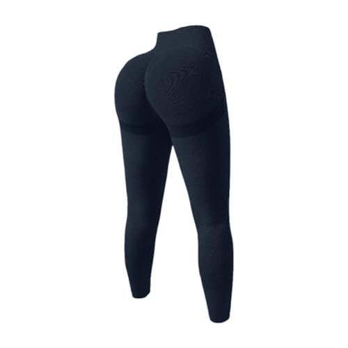 Pantalones de yoga de cintura alta que no se bajan mallas moldeadoras de glúteos marino S
