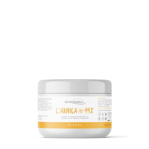 Saf.Nutraceutica - L'Arnica 99% Biogel | Extra Forte Arnica per cavalli Uso Umano | 99% Naturale | Tris Estratti Arnica Montana | Dermatologicamente Testato | Vegan e Cruelty Free, Marrone, 250 ml