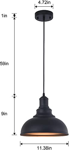 Mgloyht 2Pcs Pendant Lights, Metal Vintage Farmhouse Ceiling Lamp, Hanging Light Fixtures With E26 Base, Industrial Black Pendant Lighting For Hallway Kitchen Island Dining Room Living Room #TOP1