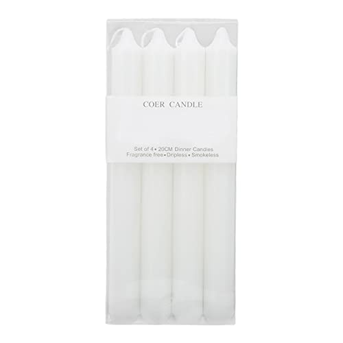 Tiiyee Candele Lunghe, Candela Bianca Per Rituali Steariche Bianche Lunghe Candelabro Matrimonio Stelo Coniche Con Punte Affusolate Casa Decorazione D'Interni Cera Vegana Naturale Candeliere 4 Pezzi