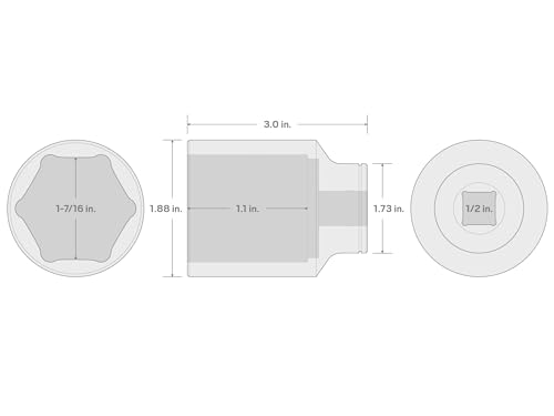 Image of TEKTON 1 /2 Inch Drive x 1-7 /16 Inch Deep 6-Point Socket | SHD23036