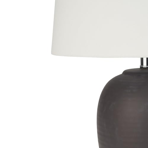 Image of Nourison Home 23 inch Dark Purple Distressed Ceramic Pot Table Lamp for Bedroom, Living Room, Dining, Office, with White Shade
