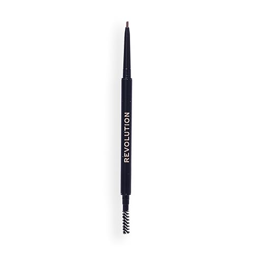 Revolution Precise Brow Pencil, Crayon Sourcils Double Embout avec Brosse pour Sourcils Nets et Précis, Warm Medium Brown, 0,5 g