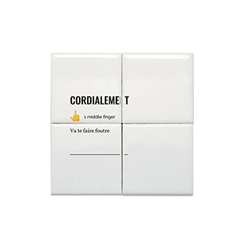 Lot 4 carreaux céramique 20x20 cm bureau humour travail