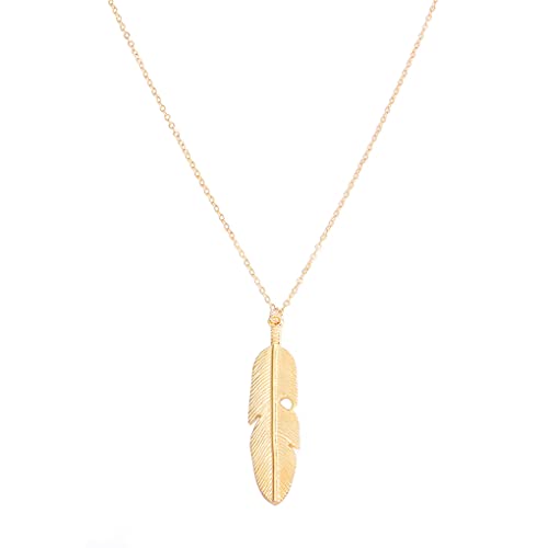 Yalice Boho Feather Pendant Necklace Chain Long Leaf Necklaces Jewelry Y Necklace for Women