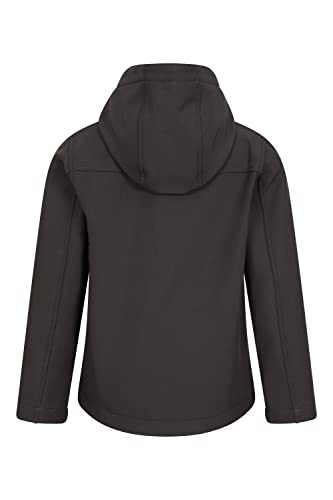 Mountain Warehouse Exodus Kids Softshell Jacket - Breathable Childrens Jacket, Showerproof Girls Coat, Fleece Lined Boys Hoodie, Wind Resistant - for Travelling, Black, 11-12 Years - Image 5