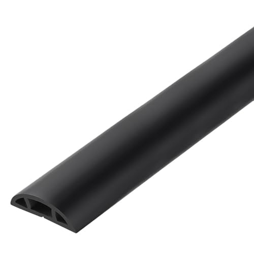 Canaleta protectora para cables de PVC negro, 16 m / 52,5 pies, cortable, con cinta adhesiva y retardante de llama, para servidores, aeropuertos, hospitales, PC y hogar miniatura 1
