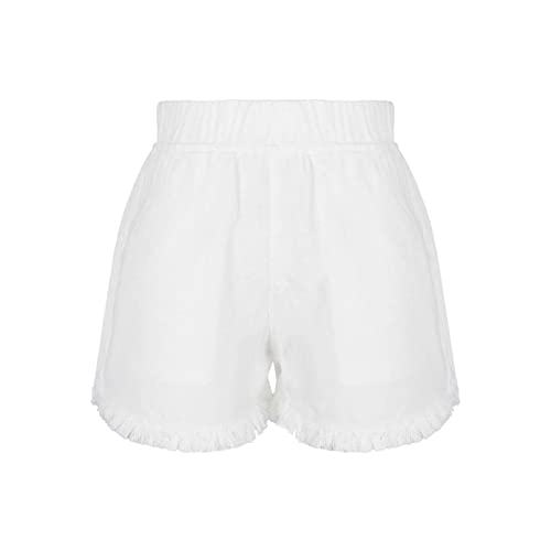 Linjinx Girls Kids Summer Loose Fit Tassel Hem Frayed Raw Hem Denim Pants for Hiking Jogging Dancing Tumbling