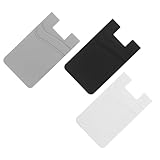 Operitacx 3 pièces Porte Adhésif Silicone Pochette Multi pour de Crédit Bus et Id Support pour Téléphone Protecteur Antirayures Noir Blanc Gris