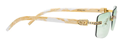 Retro Vintage Style Rimless Clear Lens Sunglasses for Women & Men Luxury Glasses Fashion Crystal Wood Eyewear Shades