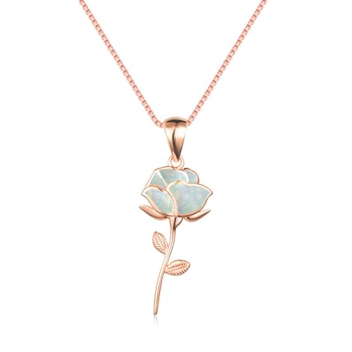 Pendentif fleur de rose bleu-vert : le cadeau idéal et délicat de luxe pour elle