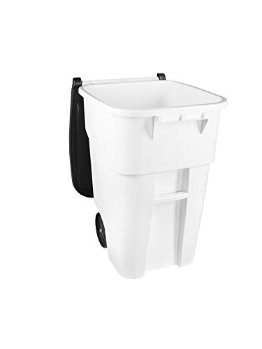 Image of Rubbermaid Commercial Products BRUTE Rollout Heavy-Duty Wheeled Trash /Garbage Can, 50-Gallon, Blue, for Restaurants /Hospitals /Offices /Warehouses /Garage, Pack of 2