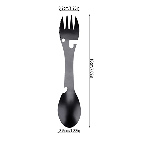 Multi-function Camping Utensils, 5 in 1 Multifunction Spoon Fork, Stainless Steel Multi-tool Utensils, Spoon Fork Bottle Can Opener Sawtooth Cutter, Easy to Carry, for Camping Travel Cutlery - Image 2