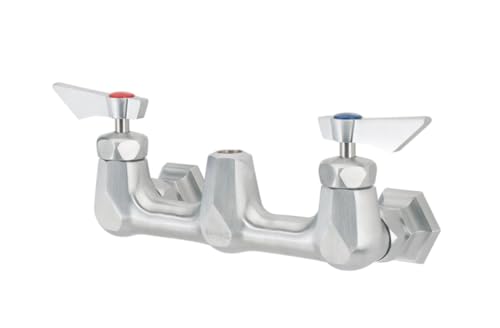 FSE 373-KR-DX-208, Diamond Series 8" Center Wall Mount Pre-Rinse Base, Solid Brass Body Only with Lever Handles, 1/4-Turn Ceramic Valves, Chrome Plated, Ultra-Polish Satin Finish