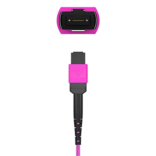 Image of AMPCOM MPO to LC Breakout Cable 50 /125μm Multimode OM4(12 Fiber, MPO to LC, Type B, LSZH /Riser, UPC, Magenta) 15m (49ft)