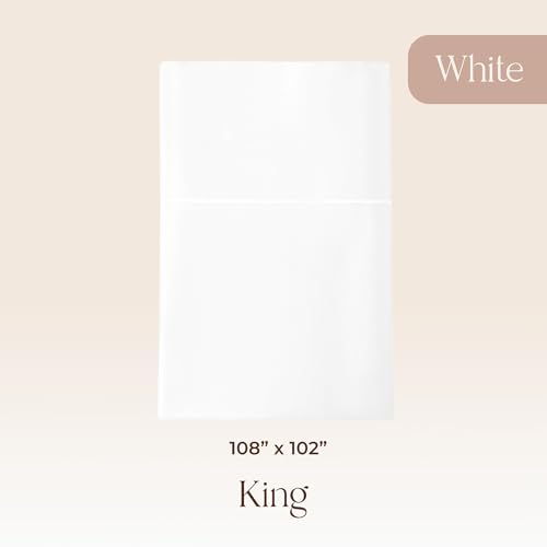 Image of Certified Organic King Flat Sheet Only - 100% Organic Cotton Top Sheet with Luxurious Soft and Breathable 300 Thread Count Sateen Weave Finish - GOTS & Fairtrade Certified (White, King)