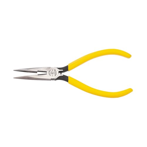 Klein Tools D203-6C Standard Long Nose Cutting Pliers with Spring, 6-Inch