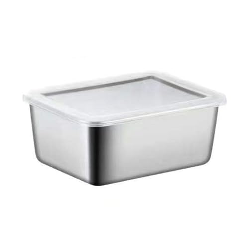 Besshepplo Recipiente cuadrado de acero inoxidable para almacenamiento de alimentos, a prueba de fugas y hermético para un mantenimiento seguro de los alimentos (S)