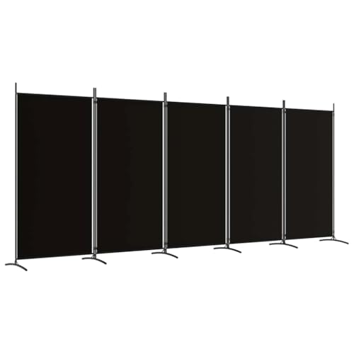 vidaXL Cloison de Séparation 5 Panneaux Séparateur de Pièce Pliable Diviseur Écran d'Intimité Paravent Décoration Salon Noir 433x180 cm Tissu
