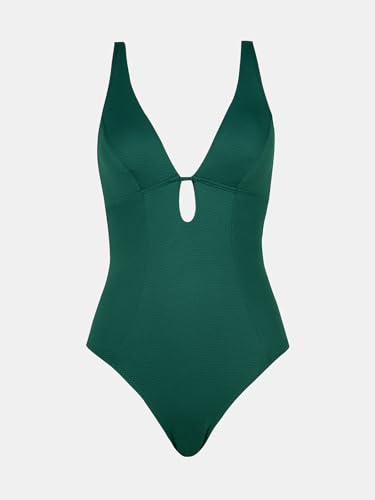 Image of CUPSHE Women's One Piece Swimsuit Deep V Neck Keyhole Cutout O Ring Textured Bathing Suit