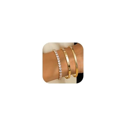 ORAZIO 3Pcs Gold Bracelet Set for Women Cover