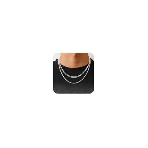 Aidenn Zwei Seilketten Halskette für Herren- 3/5 MM Dicke Silber Kette Wasserdicht Stabil & Glänzend Twist-Seil Halskette Geschenk für Männer & Frauen Ehemann Freund Aidenn Zwei Seilketten Halskette für Herren- 3/5 MM Dicke Silber Kette Wasserdicht Stabil & Glänzend Twist-Seil Halskette Geschenk für Männer & Frauen Ehemann Freund