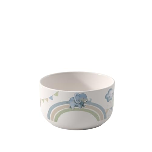 Villeroy & Boch - Boho Kids Walk Like an Elephant Children's Bowl, Porcelain Bowl in Boho Style, Children's Tableware Deep Bowl, 12.5 cm Ø, Dishwasher Safe, Microwave Safe, Multicolored
