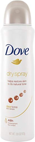 Dove Dry Spray Antiperspirant, Clear Tone Skin Renew 3.8 oz (Pack of 4)
