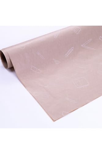 5'li Büyük Boy Ambalaj; Paket Kağıdı, 70X100 Cm Kırtasiye Desenli, Kraft-Beyaz