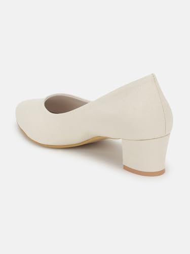 Image of Marc Loire Women's Textured Block Heel Pump Shoes for Office, Party and Formal Occasions