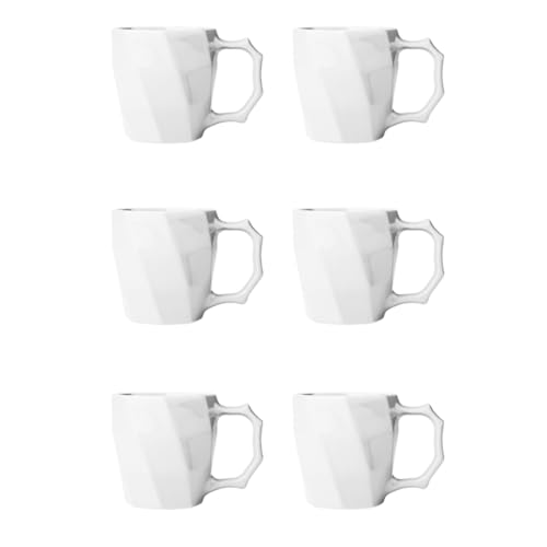 Conjunto 6 Caneca Cerâmicas Café Leite Chá Louça Lisa 260ml Design e Cores Exclusivas - E-FCS Store (Branco)
