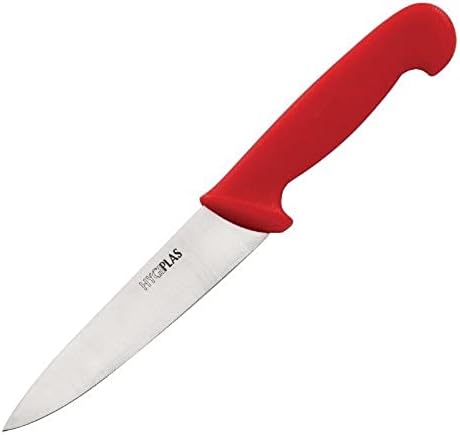 Hygiplas Stainless Steel Dishwasher Safe Chef Knife C887, Red 15.5cm
