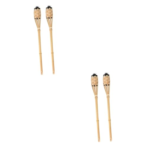 SHINEOFI 2 Set Torcia Decorativa In Bambù Torcia In Vimini Torcia Da Campeggio Tremolante Per Esterni Torcia Fiammeggiante Lampada Da Giardino Per Patio Cortile Paesaggio 2 pezzi*2