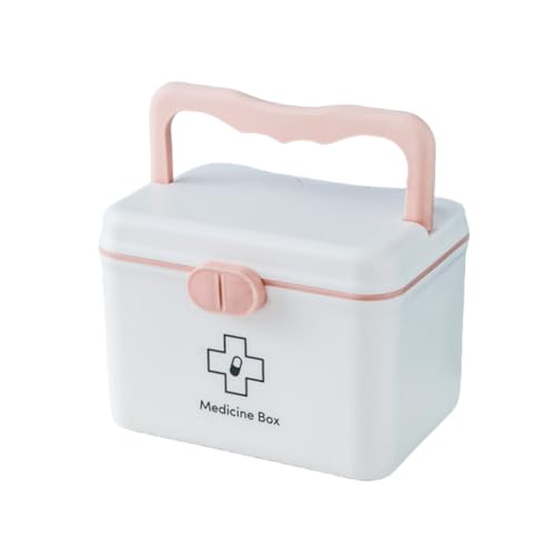 救急箱 薬箱 2層式 プラスチック製 おしゃれ配色 薬入れケース 大容量 密封防水 持ち運び便利 災害用くすりばこ・裁縫箱・工具箱・小物入れ 多機能収納ボックス (ホワイト)