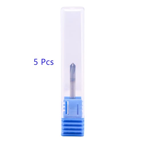 Image of 4 Flute 90 Solid Carbide Chamfer End Mill Set(5Pcs, 1 /8 inch), AlTiN Coated | 90 Chamfer Angle, 1 /8 inch Shank 1-1 /2 inch OAL, Single End, V Groove Router Bit, for Milling Alloy Steel, Carbon Steel, Cast Iron
