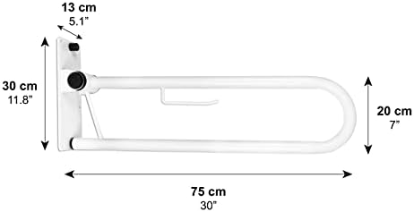 Pepe - Foldable Toilet Grab Bar (x1 Unit), Toilet Safety Rails for Elderly, Safety Handles for Bathroom, Toilet Grab Rail Folding, Grab Handles for Disabled, Grab Rail with Toilet Roll Holder