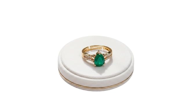Crystal Shine Stone Adjustable Ring for Women, Gold-Toned, Pear Cut Green Stone Contemporary-picture-17